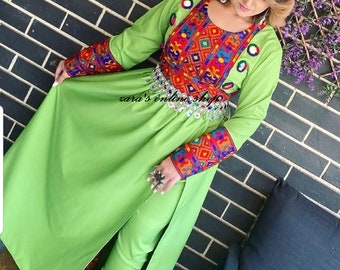 traditional handmade green dress