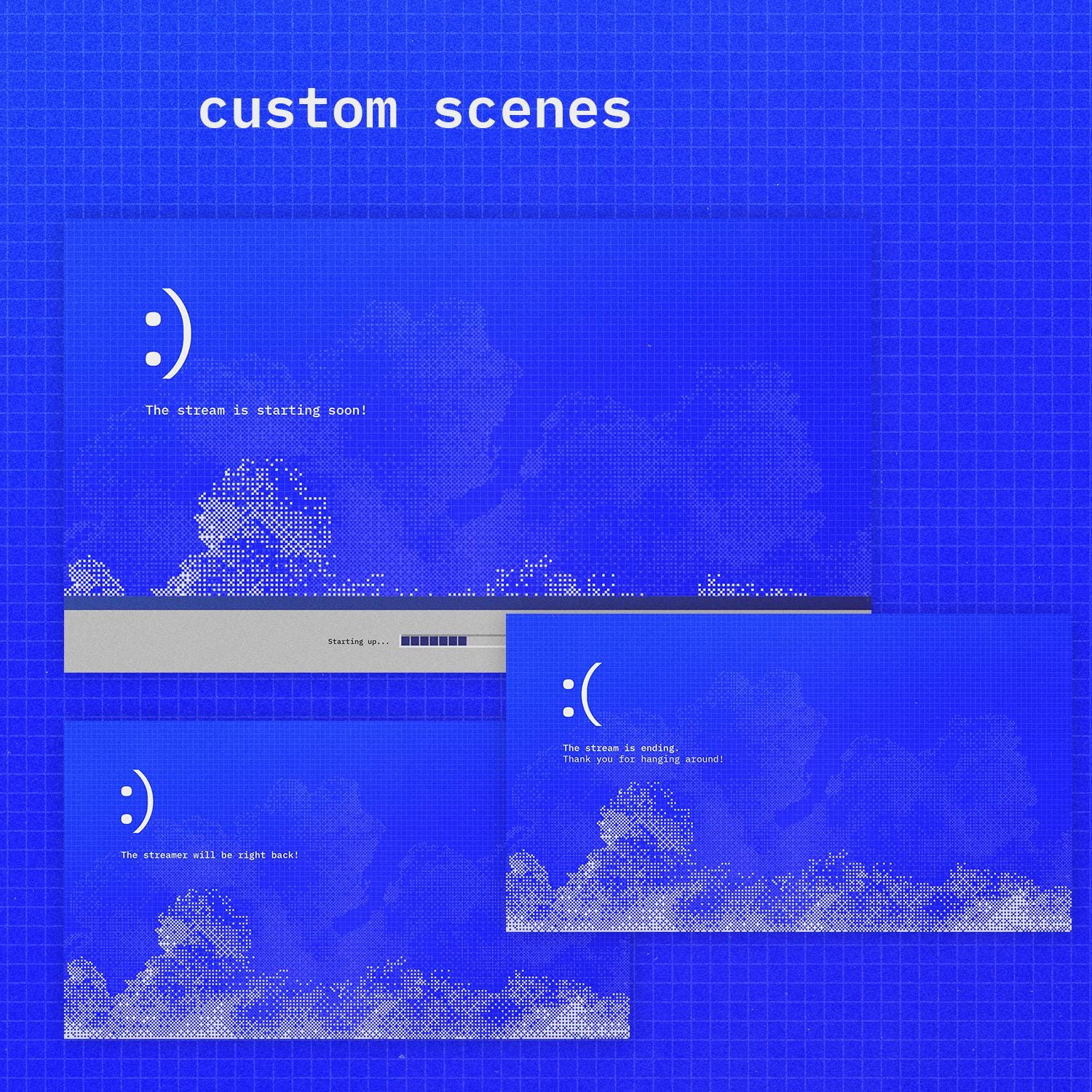Stream Screen Blue Blue Screen Twitch Pack | Livestream Overlays, Scenes, Panels & Webcam ...
