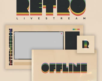 Static 70s Retro Twitch Pack | Livestream Overlays, Scenes, Panels, Transition & Webcam Border Pack