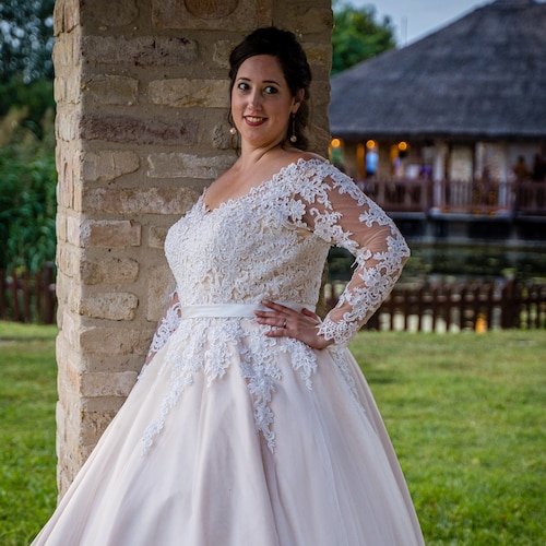 Plus Size A-line Wedding Dress Molly With Long Train Veil as - Etsy