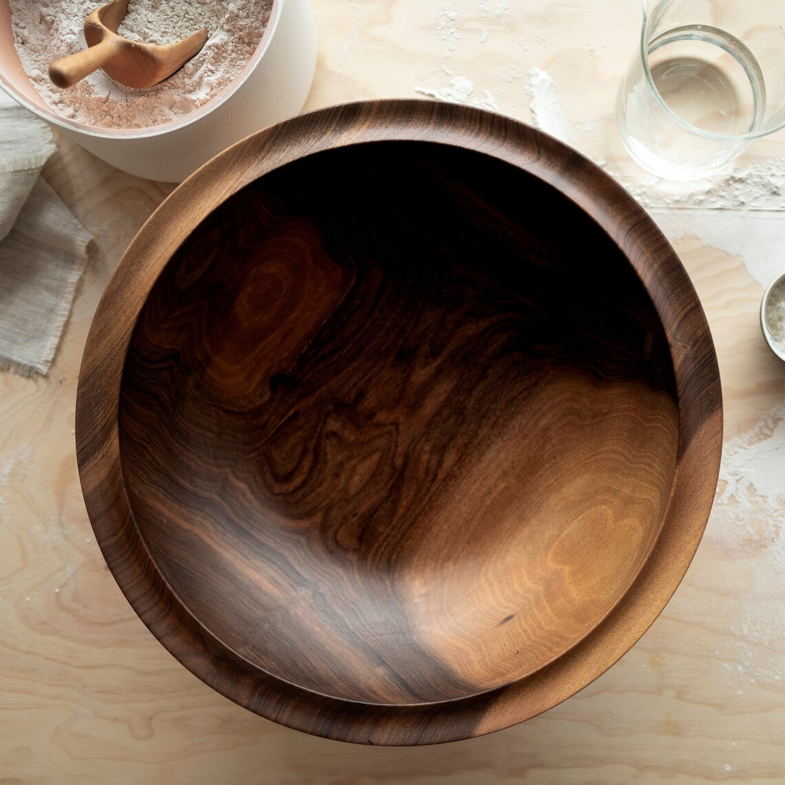 Very large wooden bowl 43 cm for dough kneading walnut wood Etsy