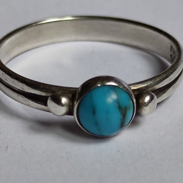 Vintage N.E.FROM minimalist ring with turquoise, 925 silver, 1960s, Denmark