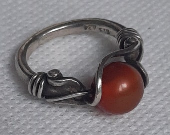 Silver ring with carnelian