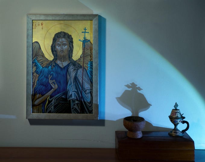 Handmade Saint John the Baptist Icon: Byzantine Orthodox Art