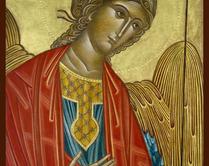 Archangel Michael Icon- Michael the Taxiarch Handmade Byzantine Christian Wall Art