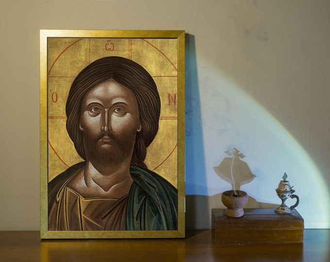 Christ Pantocrator Icon – Byzantine Fine Art Giclée Inspired by Mount Athos | Orthodox Christian Art