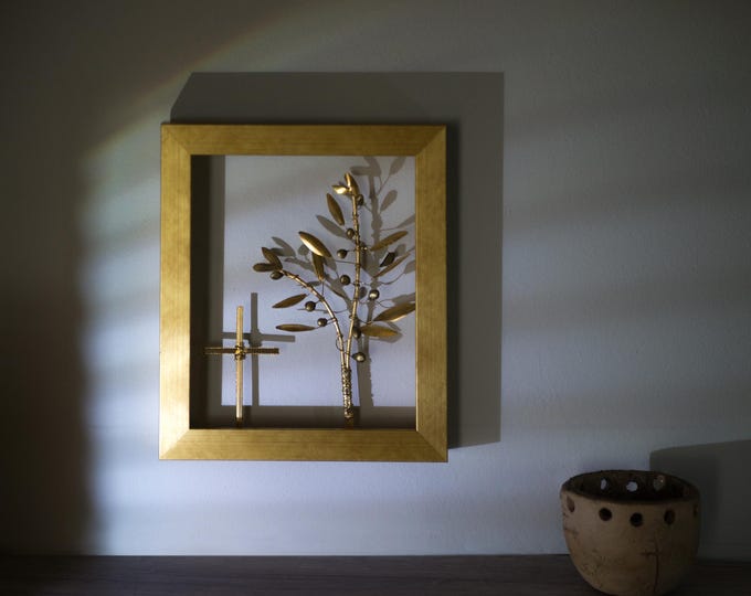 Olive Branch & Cross Wall Art – Handmade Christian Symbol of Peace and Faith -Wedding or Baptism Gift