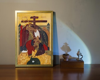 Descent from the Cross Icon – Byzantine Lamentation of Christ Fine Art Giclée | Orthodox Christian Wall Art