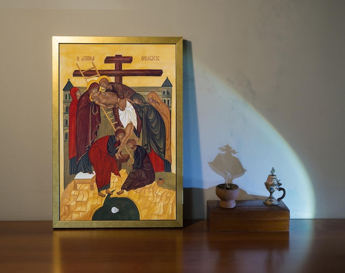 Descent from the Cross Icon – Byzantine Lamentation of Christ Fine Art Giclée | Orthodox Christian Wall Art