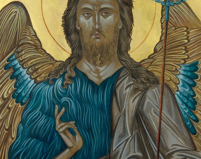 Handmade Saint John the Baptist Icon: Byzantine Orthodox Art