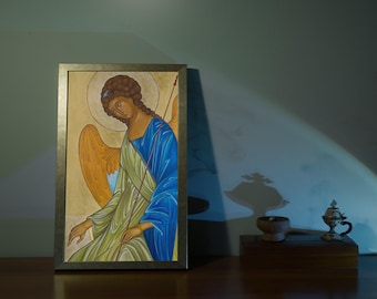 Handmade Byzantine Religious Artwork inspired by Andrei Rublev - Detail from “The Holy Trinity”