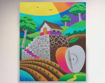 Original Contemporary Painting on Canvas: Apple Farm
