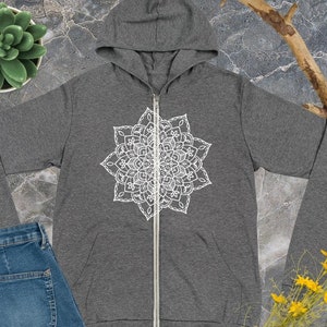 Light Mandala Zip Hoodie|Sweatshirts|Mens Hoodies|Womens Hoodies|Spiritual Clothes|Conscious Clothes|Hippie|Boho|Awakening|Sacred Geometry|