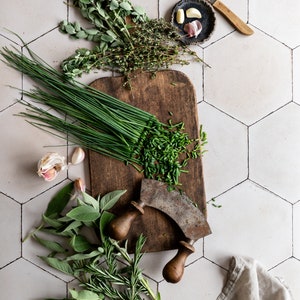 Beige Hexagon Tile Photography Backdrop: Food Styling Surface