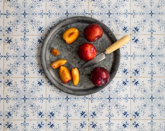 Tile photography backdrop, tile backdrop, blue tiles, blue backdrop, vinyl backdrop, foodphotography backdrops, flatlay photography