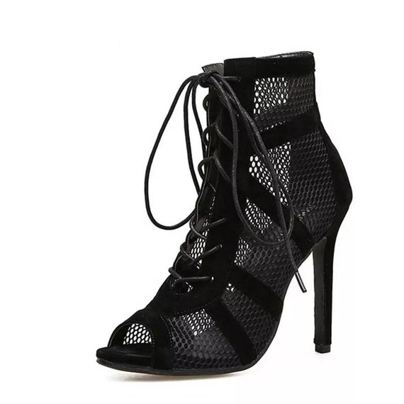 Modern High Heel Sandals Woman New Fashion Show Black Net | Etsy