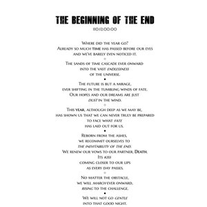 Unus Annus Poetic Dialogue Poster: The Beginning of the End
