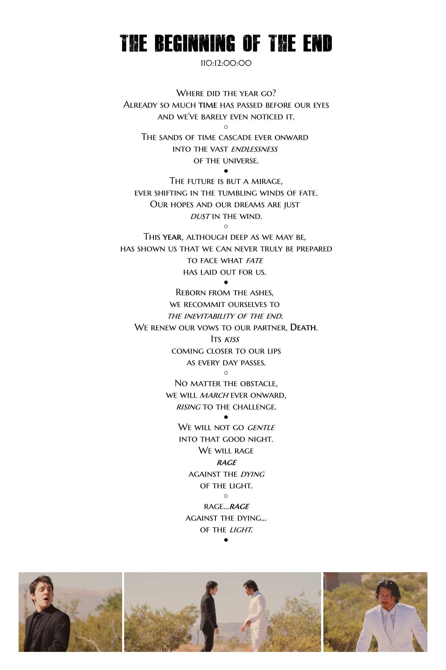 Unus Annus Poetic Dialogue Poster: the Beginning of the End - Etsy