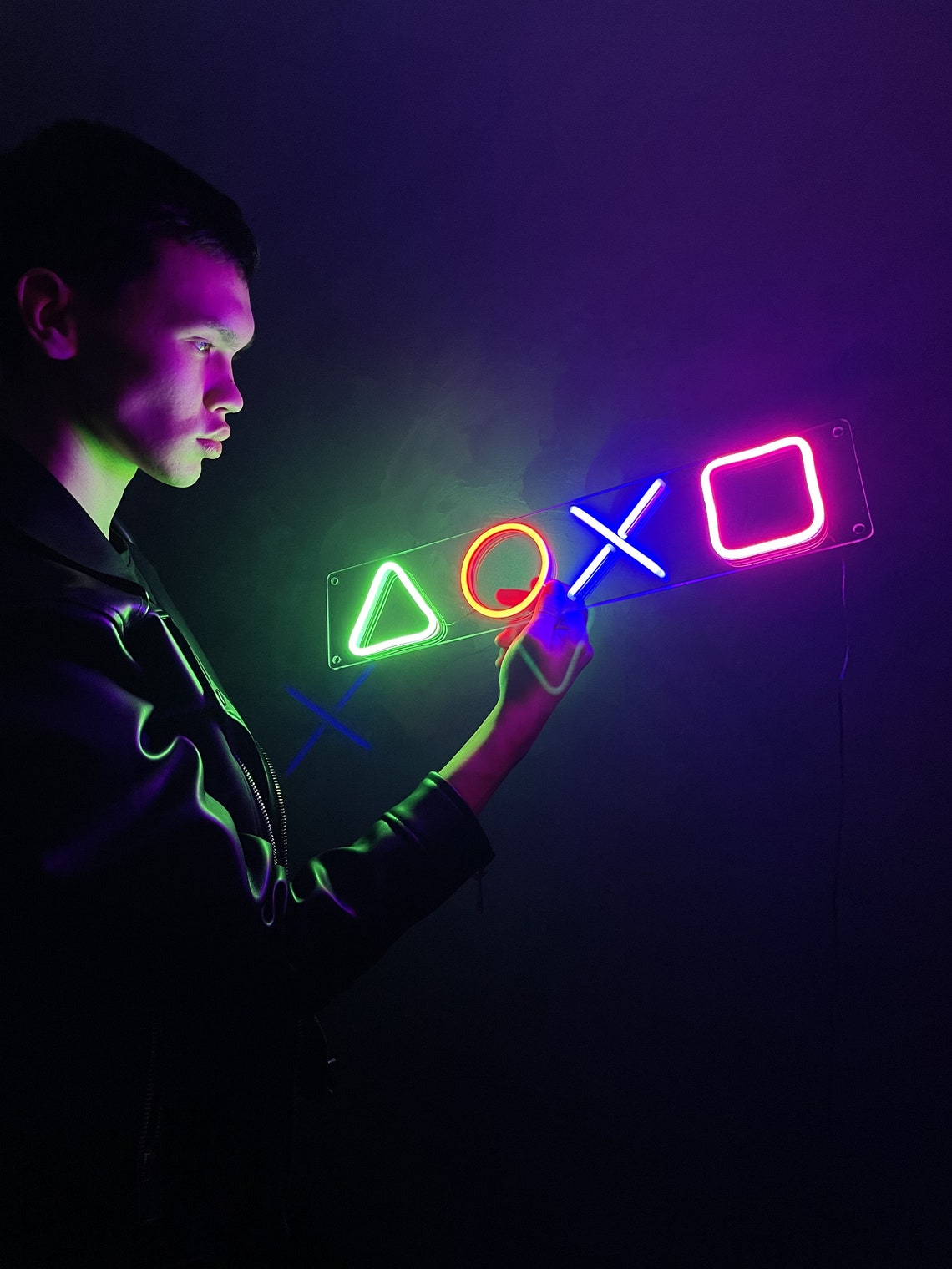 playstation logo neon