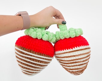 Large Chocolate Covered Strawberry Amigurumi Crochet Pattern PDF