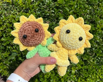 Schema all'uncinetto amigurumi per bambino girasole e bambina sole - PDF 4 in 1 per primavera/estate