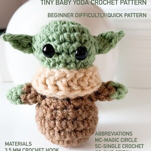 Tiny Baby Yoda grogu Crochet Amigurumi Pattern PDF - Etsy
