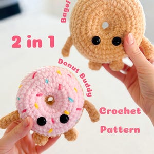 2-in-1 Bagel Donut Crochet Pattern – Amigurumi Stuffed Food Tutorial (Digital Download)