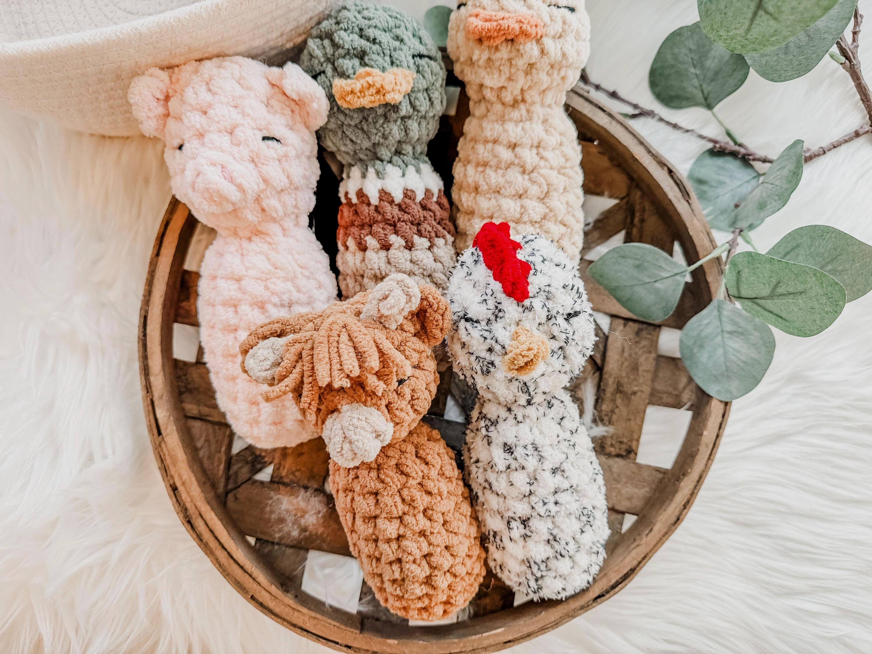 Highland Cow Baby Rattle, Mallard Duck Baby Rattle, Farm Animal Toy ...