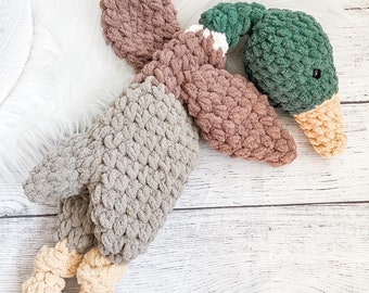 Mallard Duck Baby Lovey Blanket, Duck Nursery Decor, Baby Snuggle Animal, Hunting Themed Nursery, Baby Cuddle Blanket, Baby Boy Gift