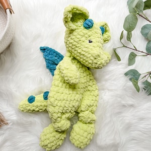 Dragon Baby Lovey Blanket Animal, Dragon Stuffed Animal, Cuddly Plush Toy for Baby, Toddler Birthday Gift Boy, Security Blanket