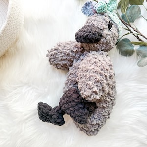 Soft Duck Lovey for Baby, Crochet Duck with Headband, Crochet Toy Duck, Baby Girl Shower Gift, Security Blanket, Soft Toy for Baby