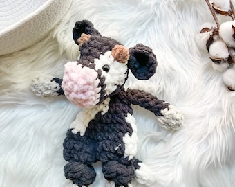 Cow Lovey, Cow Nursery Decor, Lovey Blanket, Farm Animal Nursery Decor, Baby Snuggle Animal, Security Blanket, Western Nursery Decor