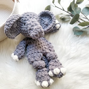 Elephant Baby Lovey Snuggler, Jungle Themed Nursery Decor,  Safari Baby Gifts, Soft Security Blanket, Wild One Birthday Gift for Boy