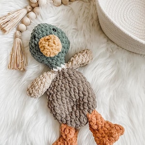 Duck Baby Lovey Blanket Animal, Baby Soft Toy, Hunting Nursery Decor, Mallard Duck Baby Shower Gifts, Security Blanket, Baby Announcement