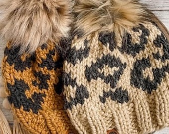 Leopard Print Pom Pom Beanie Knit Winter Hat Neutral Cozy Chic StyleNWT Buy Lipsy Neutral Cosy Leopard Print Pom Beanie Hat from  main image 4