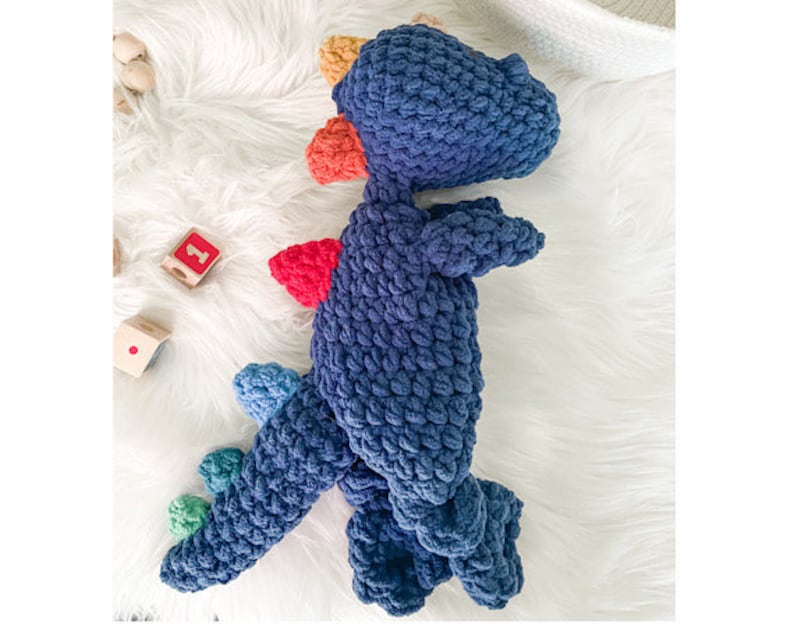 Dinosaur Lovey, Bohasaurus Snuggler, Baby Lovey Animal, Rainbow Nursery Decor, Dinosaur Nursery Decor, Baby Cuddle Blanket, Security Blanket image 1