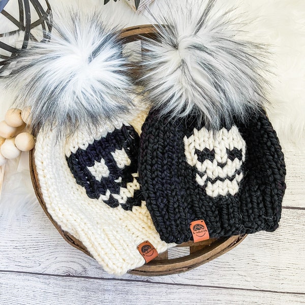 Halloween Knit Hats, Skull Knit Beanie, Mommy and Me Set, Fall Knit Beanie, Toddler Halloween Clothes, Adult Hat, Knit Hats for Kids