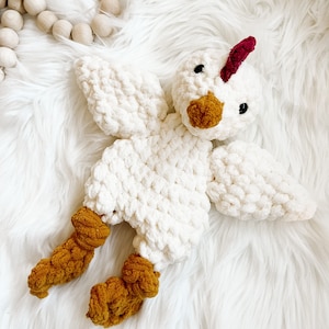Chicken Lovey Snuggler, Western Nursery Decor, Baby Cuddle Toy, Baby Shower Gift, Farm Nursery, Security Blanket, Chicken Baby Gifts