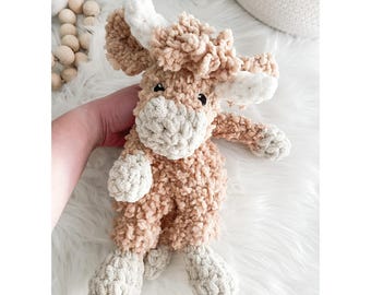 Highland Cow Lovey, Cow Nursery Decor, Security Blanket, Baby Lovey Animal, Farm Themed Gift, Cute Stuffed Animal, Baby Shower Gift