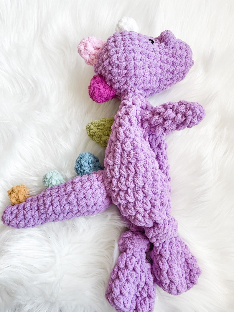 Dinosaur Stuffed Animal, Plush Toy Dinosaur, Dinosaur Gift for Girls, Baby Snuggle Animals, Baby Cuddle Blanket, Security Blanket Lilac