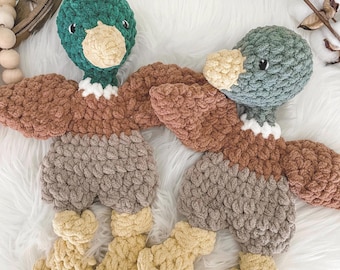 Mallard Duck Lovey Blanket, Soft Toys for Newborns, Duck Nursery Decor, Hunting Themed Nursery, Baby Cuddle Blanket
