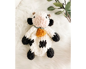 Cow Lovey, Cow Nursery Decor, Lovey Blanket, Farm Animal Nursery Decor, Baby Snuggle Animal, Security Blanket, Valentines Plush