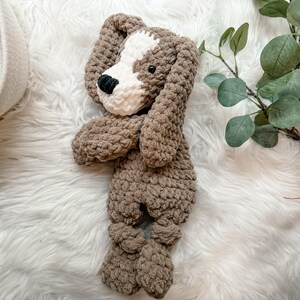 Puppy Stuffed Animal Lovey, Dog Stuffed Animal, Baby Lovey, Baby Cuddle Toy, Hunting Nursery Decor, Dog Themed Baby Gift, Security Blanket image 8