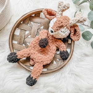Deer Buck Lovey Snuggler, Hunting Baby Shower, Baby Lovey Animal, Vintage Hunting Nursery, Woodland Baby Shower, Deer Baby Gift for Boy
