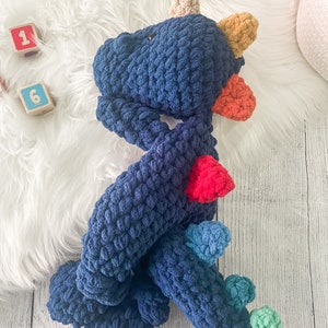 Dinosaur Lovey, Bohasaurus Snuggler, Baby Lovey Animal, Rainbow Nursery Decor, Dinosaur Nursery Decor, Baby Cuddle Blanket, Security Blanket image 7