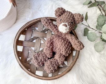Gehaakte teddybeer Baby Lovey, decor bos kinderkamer, Lovey baby dier, veiligheidsdeken, kraamcadeau, veiligheidsdeken