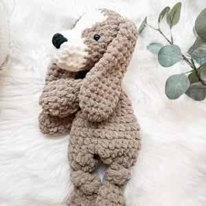 Puppy Stuffed Animal Lovey, Dog Stuffed Animal, Baby Lovey, Baby Cuddle Toy, Hunting Nursery Decor, Dog Themed Baby Gift, Security Blanket image 1