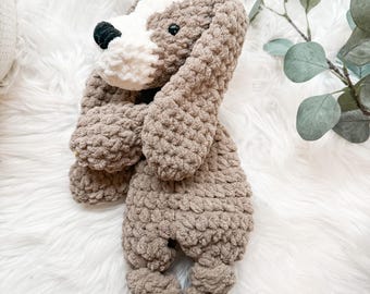Puppy Stuffed Animal Lovey, Dog Stuffed Animal, Baby Lovey, Baby Cuddle Toy, Hunting Nursery Decor, Dog Themed Baby Gift, Security Blanket