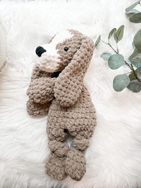 Puppy Stuffed Animal Lovey, Dog Stuffed Animal, Baby Lovey, Baby Cuddle Toy, Hunting Nursery Decor, Dog Themed Baby Gift, Security Blanket