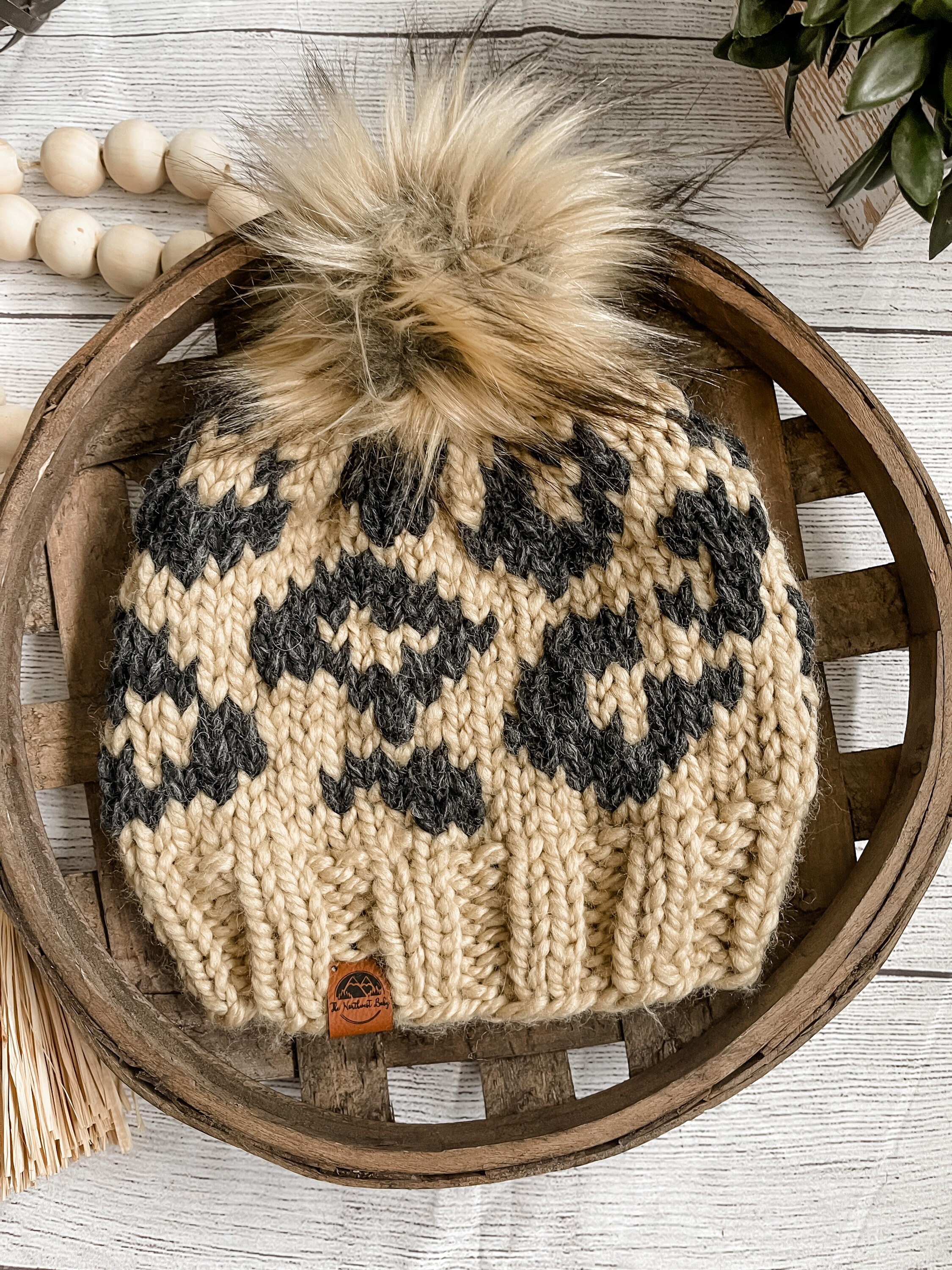 Leopard Print Pom Pom Beanie Knit Winter Hat Neutral Cozy Chic StyleNWT Leopard CC Beanie Pom Hat Women Teens Truly Contagious main image 2